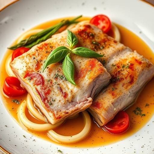 Piatto di saltimbocca alla romana, con fettine di vitello, prosciutto crudo e salvia, cotti nel burro e vino bianco