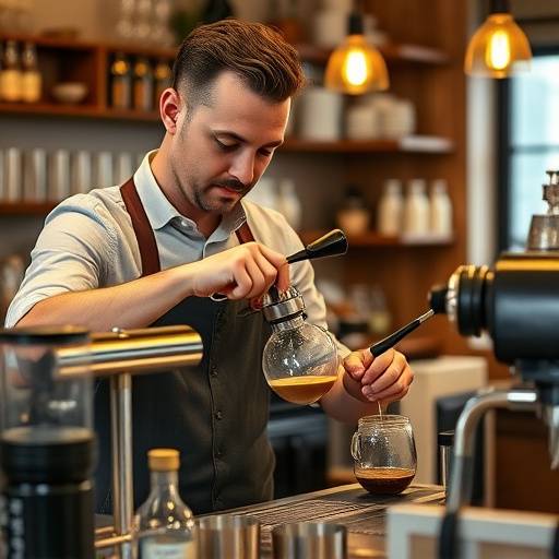 Un barista esperto che prepara un espresso perfetto in una caffetteria tradizionale italiana.