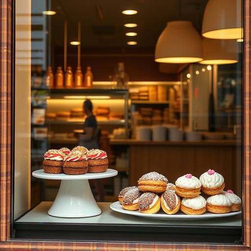 Una vetrina di una pasticceria siciliana con cannoli, cassate e altre specialit&radic;&dagger; regionali.